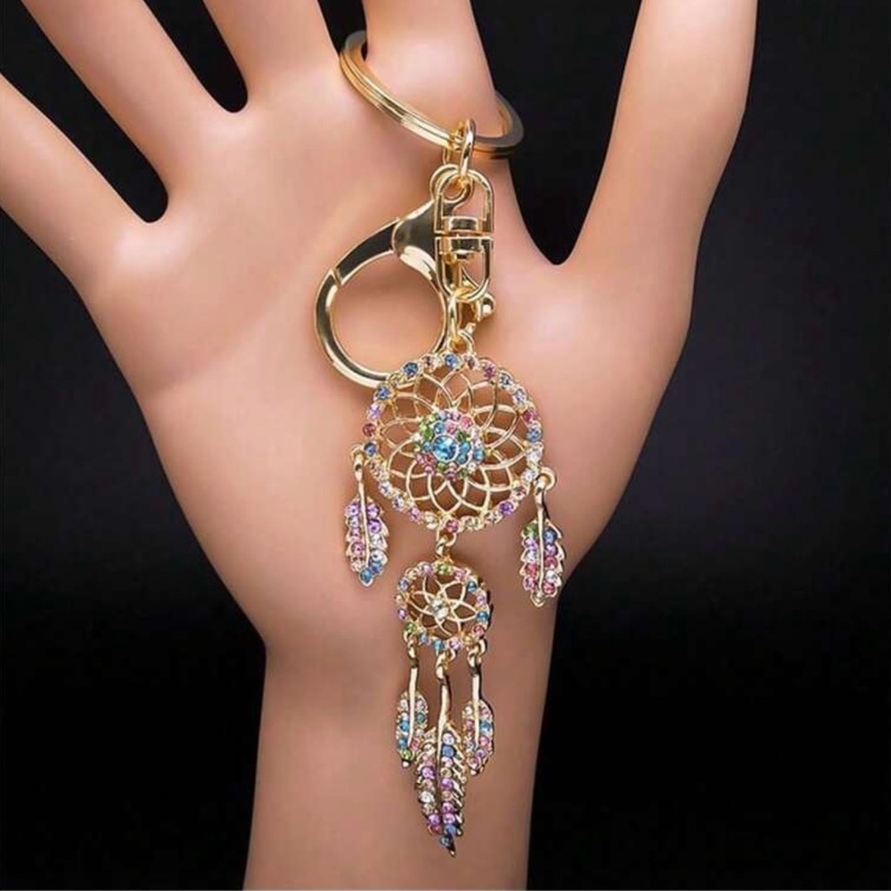 Gold Dreamcatcher Bag Charm/Keychain with Multicolor Accents
